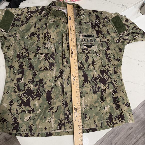U.S. Navy NWU Type III Shirt Mens Large Short Green Digital Camo Ripstop Uniform - Picture 7 of 10